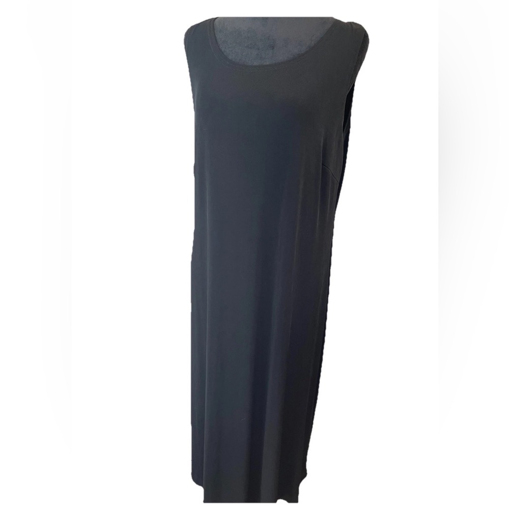 Ronni Nicole II size large ladies all black rayon maxi dress sleeveless‎ 1990s